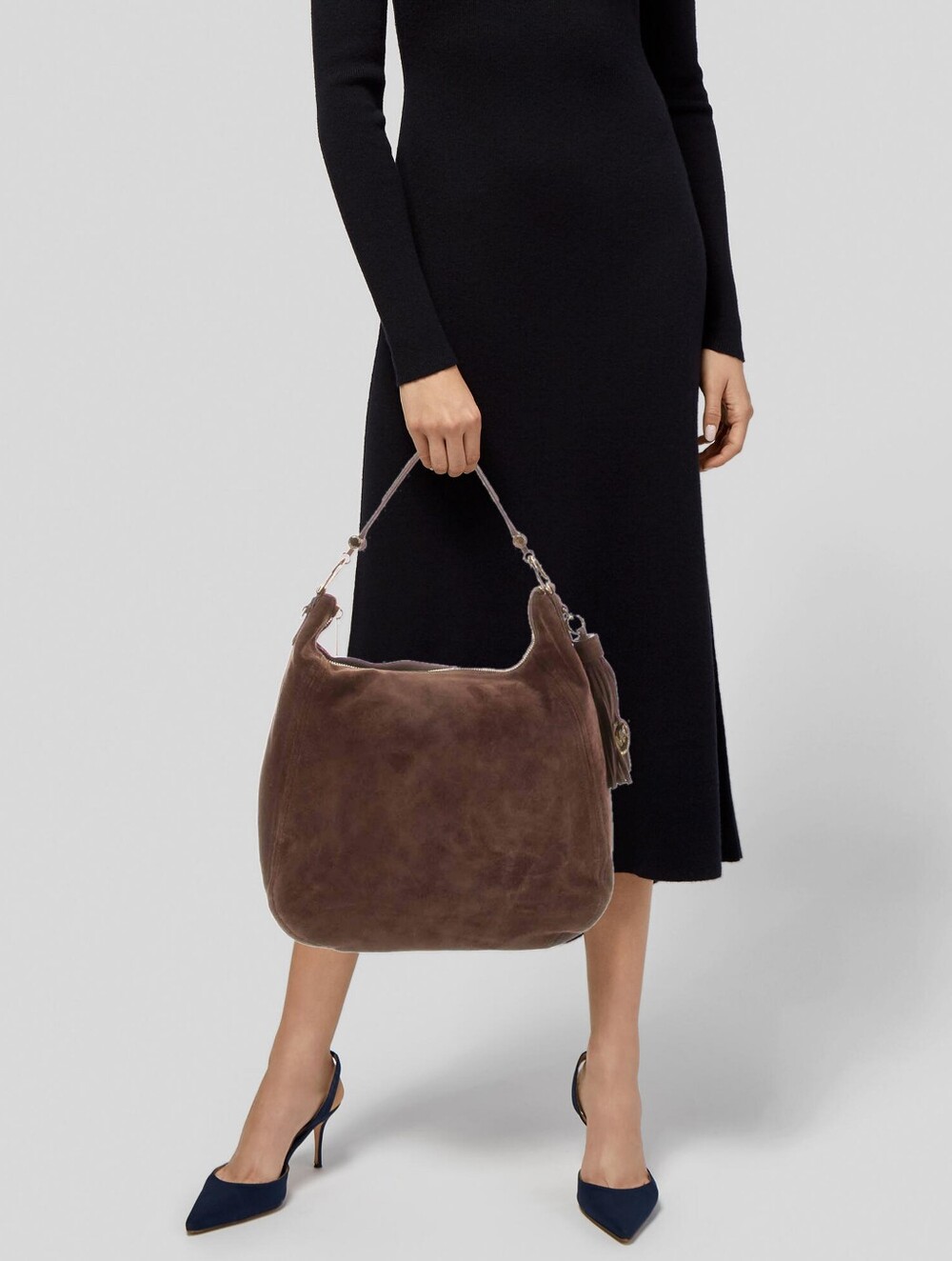 MICHAEL KORS Sonny Suede Medium Hobo Bag in 'Chocolate' Gold Hardware 🔥🥵